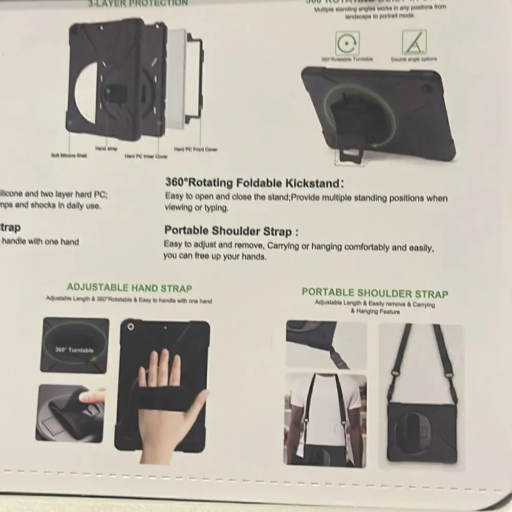 New in packaging 3 layer protection adjustable tablet strap case